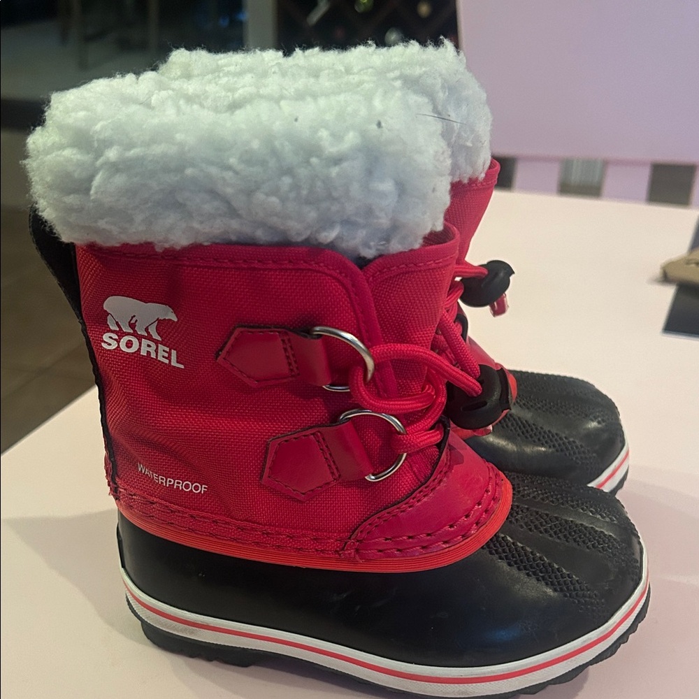 Sorel Kids Red and Black Snow Boots